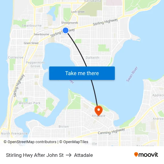 Stirling Hwy After John St to Attadale map