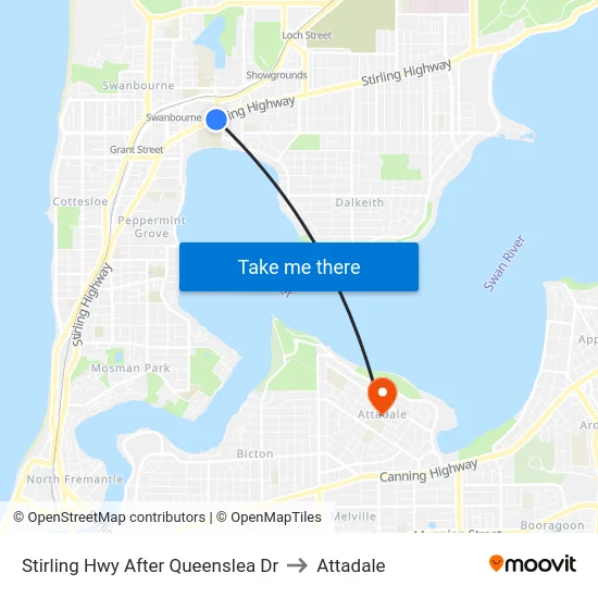 Stirling Hwy After Queenslea Dr to Attadale map