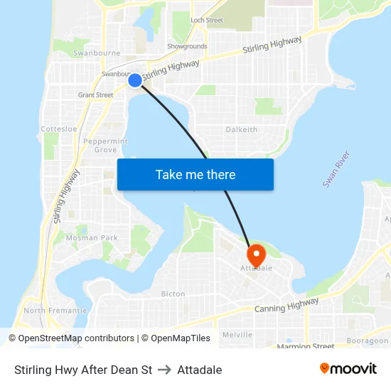 Stirling Hwy After Dean St to Attadale map