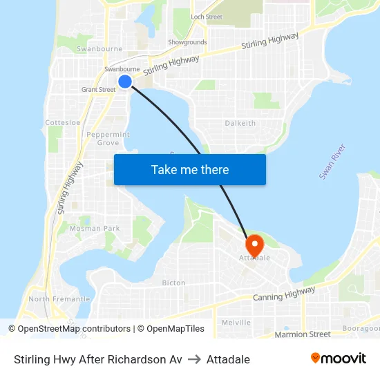 Stirling Hwy After Richardson Av to Attadale map