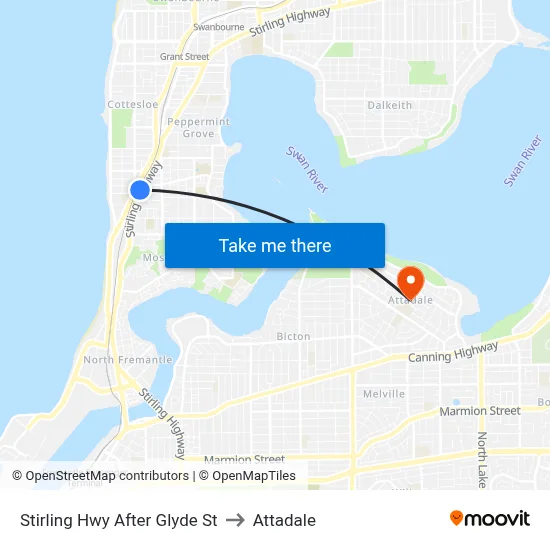 Stirling Hwy After Glyde St to Attadale map
