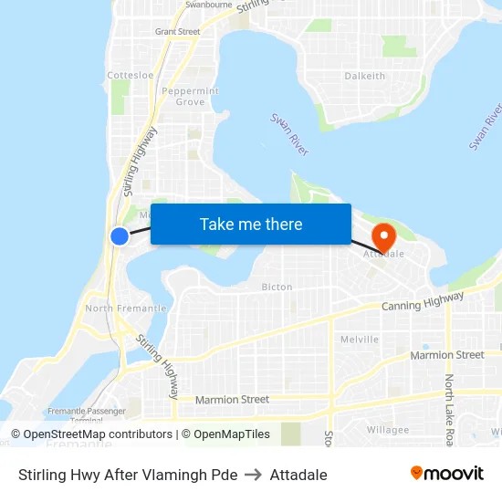 Stirling Hwy After Vlamingh Pde to Attadale map