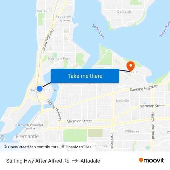 Stirling Hwy After Alfred Rd to Attadale map