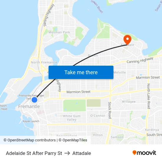 Adelaide St After Parry St to Attadale map