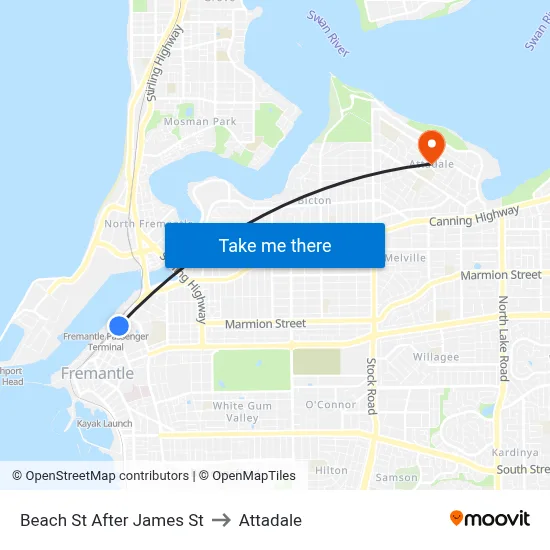 Beach St After James St to Attadale map