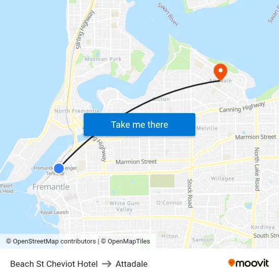 Beach St Cheviot Hotel to Attadale map