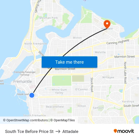 South Tce Before Price St to Attadale map