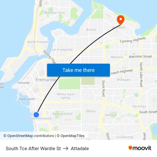 South Tce After Wardie St to Attadale map