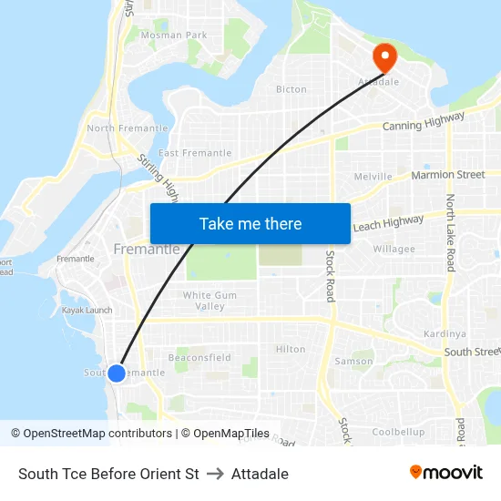 South Tce Before Orient St to Attadale map