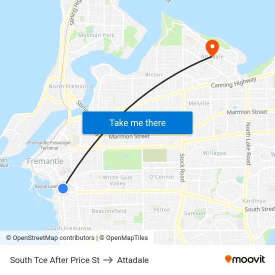 South Tce After Price St to Attadale map