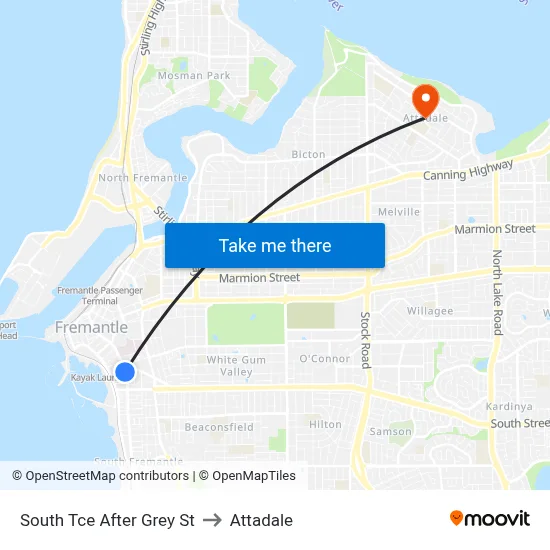 South Tce After Grey St to Attadale map