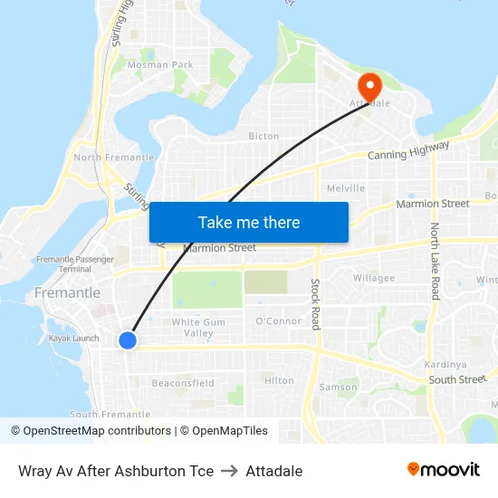 Wray Av After Ashburton Tce to Attadale map