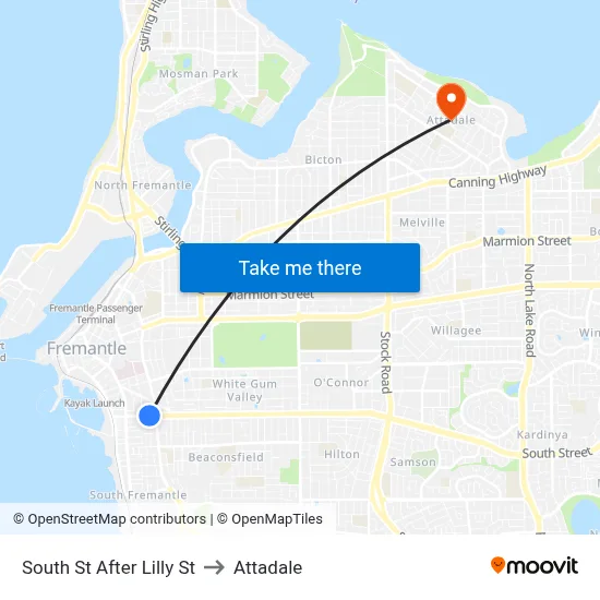 South St After Lilly St to Attadale map