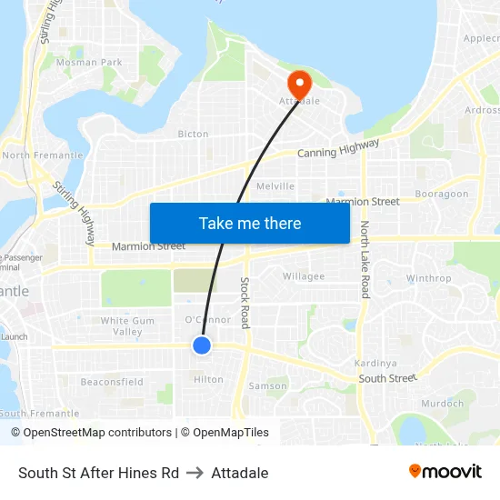 South St After Hines Rd to Attadale map