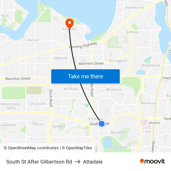 South St After Gilbertson Rd to Attadale map