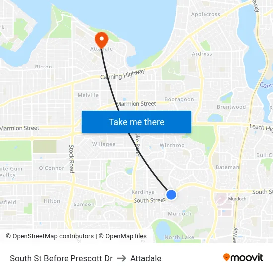 South St Before Prescott Dr to Attadale map