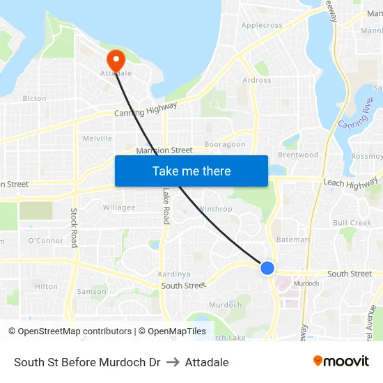 South St Before Murdoch Dr to Attadale map