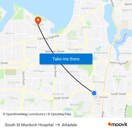 South St Murdoch Hospital to Attadale map