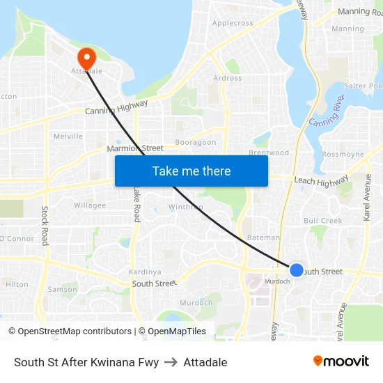 South St After Kwinana Fwy to Attadale map