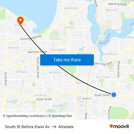 South St Before Karel Av to Attadale map