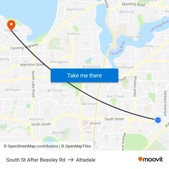 South St After Beasley Rd to Attadale map
