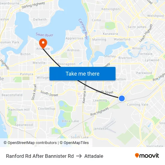 Ranford Rd After Bannister Rd to Attadale map