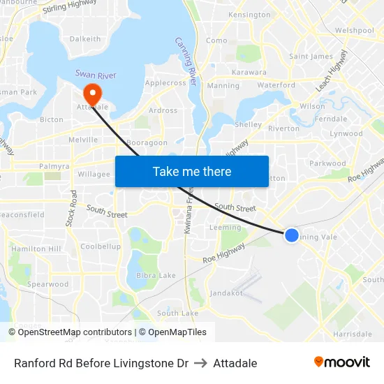 Ranford Rd Before Livingstone Dr to Attadale map