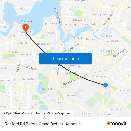 Ranford Rd Before Grand Bvd to Attadale map
