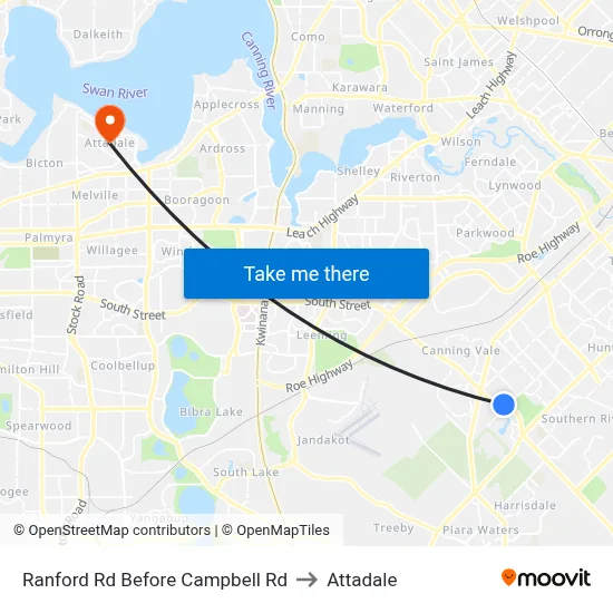 Ranford Rd Before Campbell Rd to Attadale map
