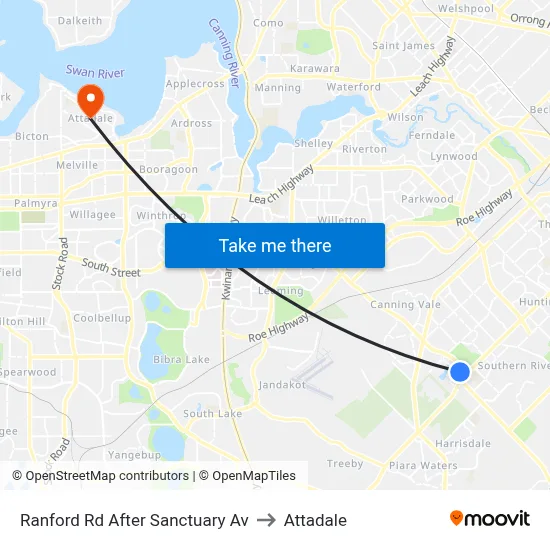 Ranford Rd After Sanctuary Av to Attadale map