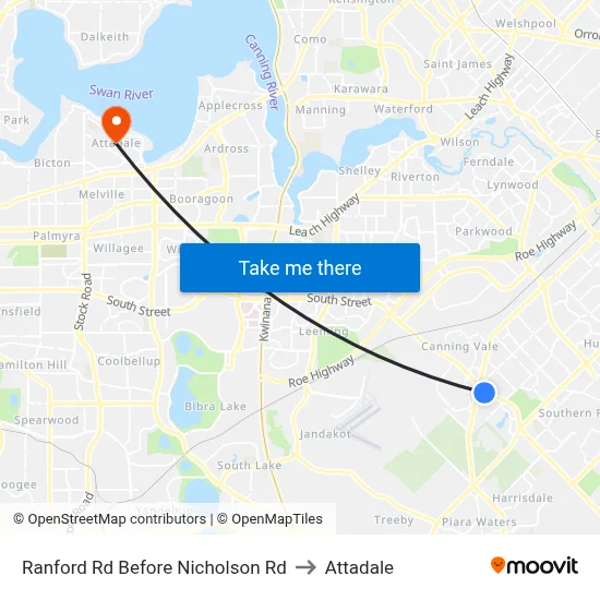 Ranford Rd Before Nicholson Rd to Attadale map