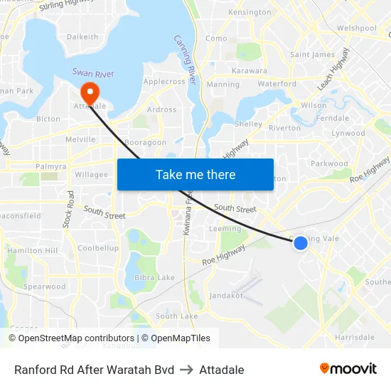 Ranford Rd After Waratah Bvd to Attadale map