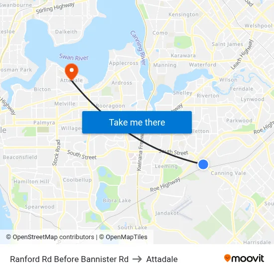 Ranford Rd Before Bannister Rd to Attadale map