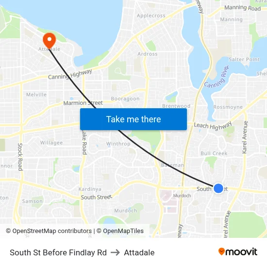 South St Before Findlay Rd to Attadale map