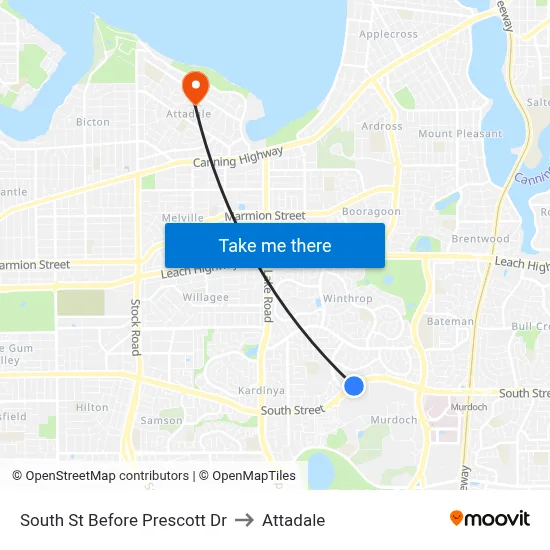 South St Before Prescott Dr to Attadale map
