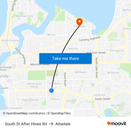 South St After Hines Rd to Attadale map