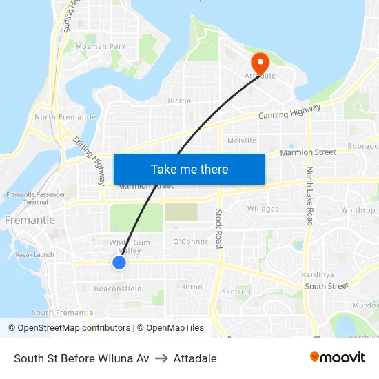 South St Before Wiluna Av to Attadale map