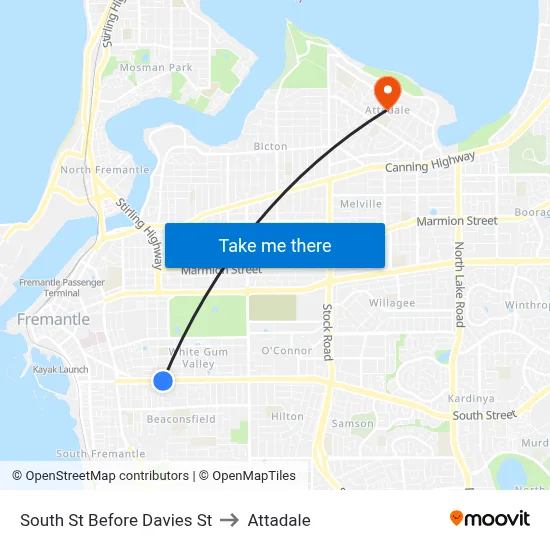 South St Before Davies St to Attadale map