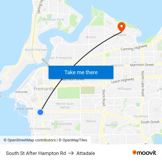 South St After Hampton Rd to Attadale map