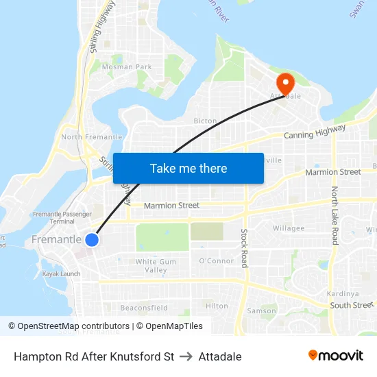 Hampton Rd After Knutsford St to Attadale map