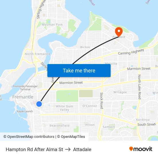 Hampton Rd After Alma St to Attadale map