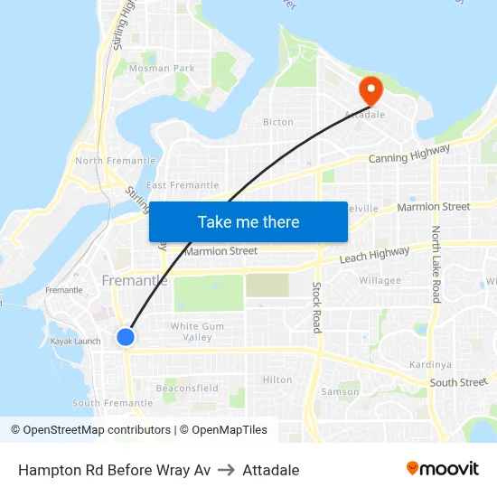 Hampton Rd Before Wray Av to Attadale map