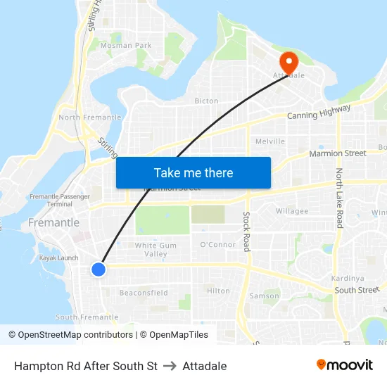 Hampton Rd After South St to Attadale map