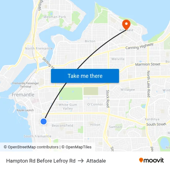 Hampton Rd Before Lefroy Rd to Attadale map
