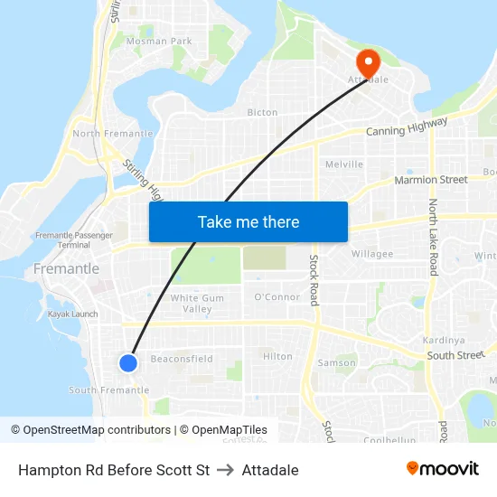 Hampton Rd Before Scott St to Attadale map