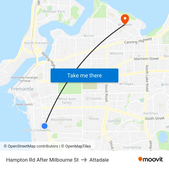 Hampton Rd After Milbourne St to Attadale map