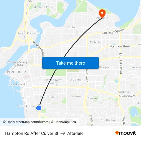 Hampton Rd After Culver St to Attadale map