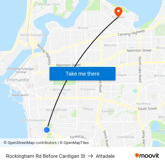 Rockingham Rd Before Cardigan St to Attadale map