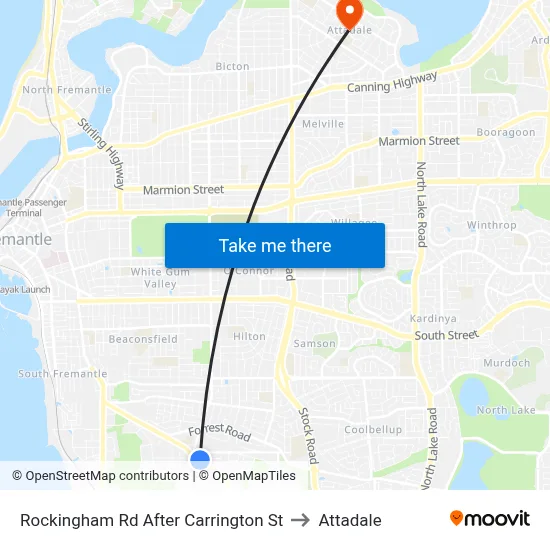 Rockingham Rd After Carrington St to Attadale map