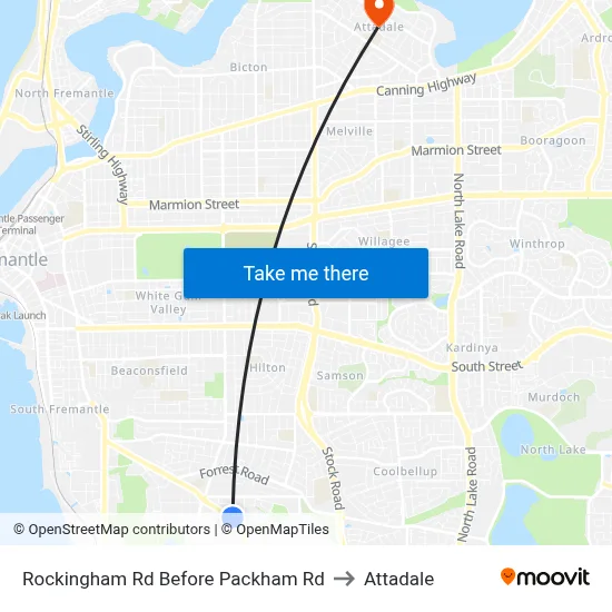 Rockingham Rd Before Packham Rd to Attadale map